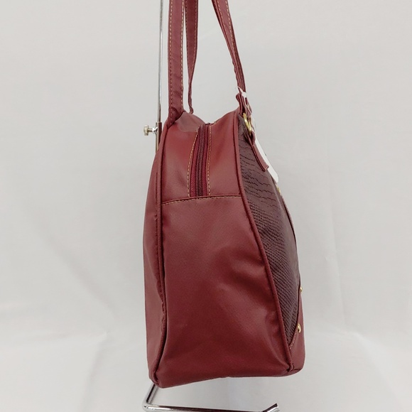 Keisha Satchel in Burgandy with Acccent Snake Prin - Picture 5 of 7